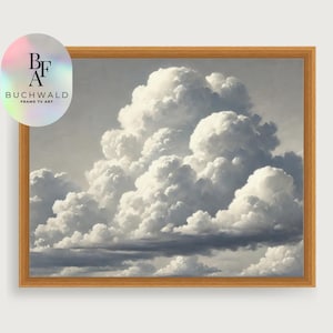 Fluffy Clouds-olieverfschilderij: klassieke zomerse luchtkunst (digitale download)