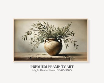 Samsung Frame TV Art: dipinto di rami d'ulivo, arredamento mediterraneo (download digitale)