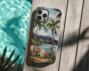 Beachy palmboomcollage, Hawaii Summer Esthetic, iPhone 15 14 13 12 11 XR X Pro Max SE Mini Samsung Galaxy S24 S23 S22 Ultra Google Pixel