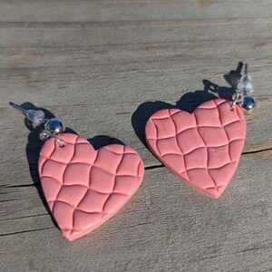 Glitter Pink Heart Drop Earrings