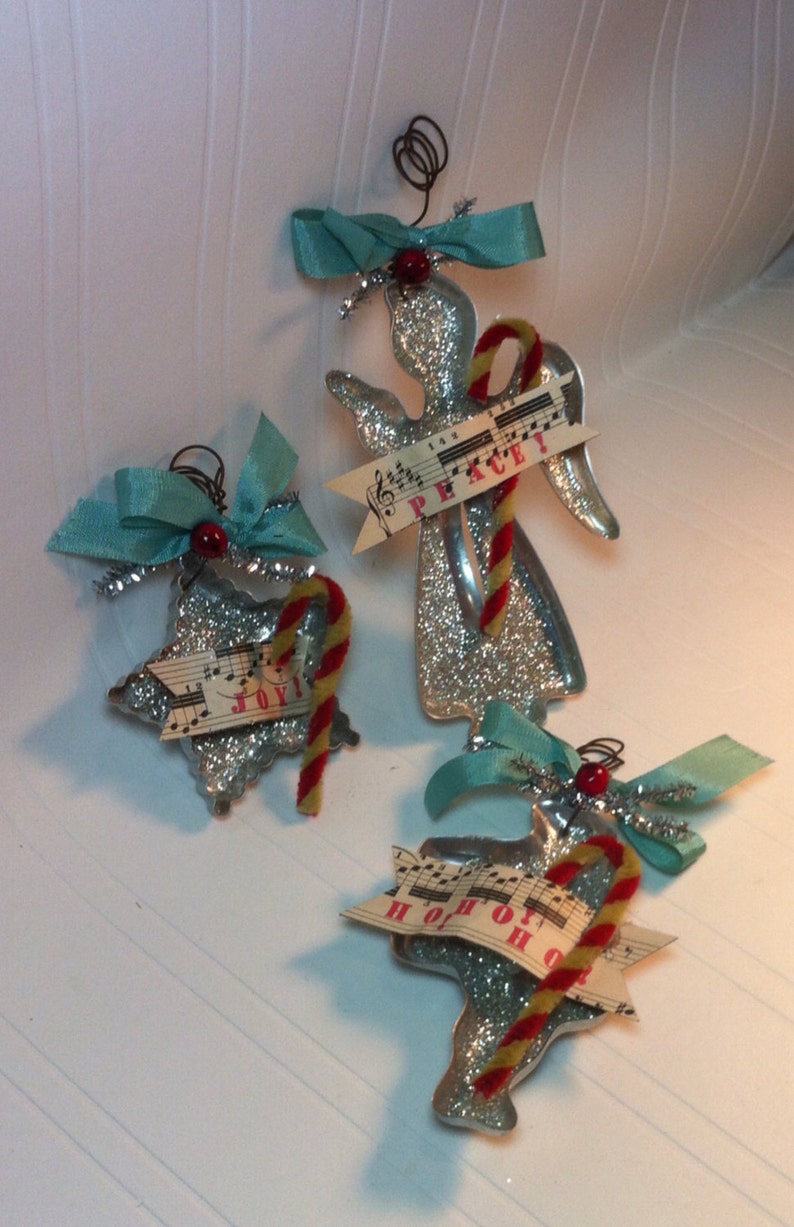 Vintage Cookie cutter glitter ornaments | Etsy