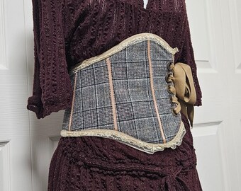 Plaid Corset Belt - Handmade One-of-a-Kind - Vintage Style - XS