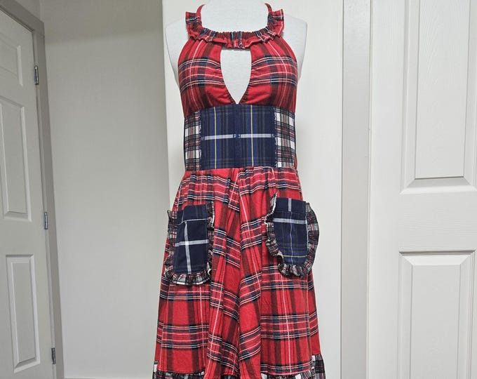 Featured listing image: Plaid Halter Maxi Dress - Handmade One-of-a-Kind - Size 10-14
