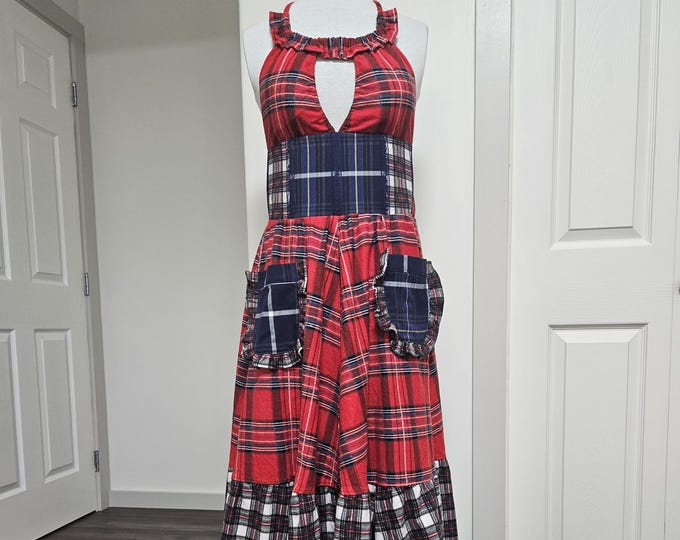 Featured listing image: Plaid Halter Maxi Dress - Handmade One-of-a-Kind - Size 10-14