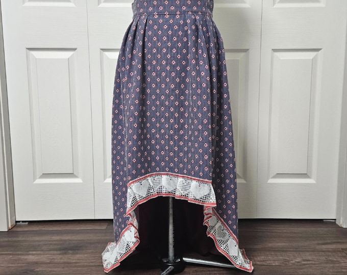 Navy Pleated Skirt: Handmade from Deadstock Fabric - Vintage Inspired - Sz 10