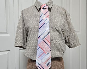 Pink Geometric Necktie - Handmade One-of-a-Kind