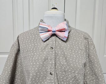 Pink and White Bowtie - Handmade One-of-a-Kind