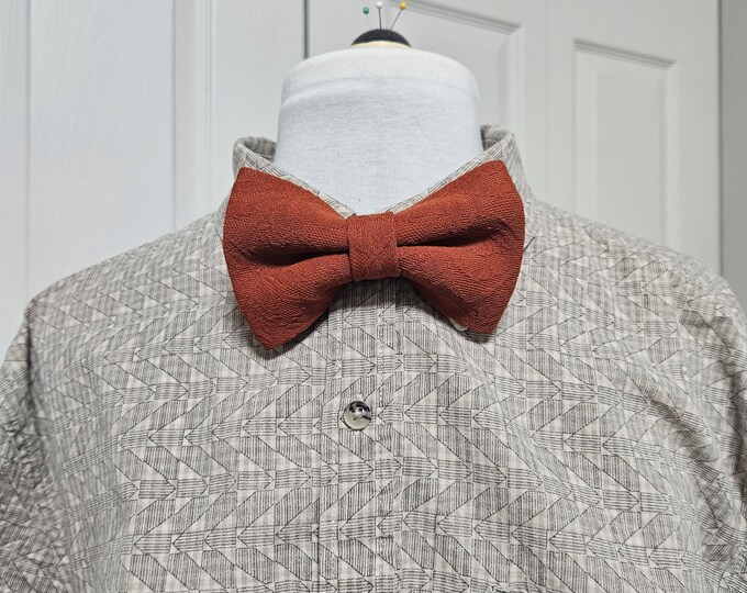 Burnt Orange Bowtie: Handmade from Deadstock Fabric - One of a Kind
