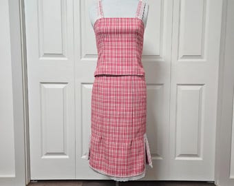 Plaid Skirt & Top Set - Handmade One-of-a-Kind - Vintage Inspired - Size 8