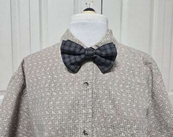 Navy Plaid Bowtie - Handmade One-of-a-Kind