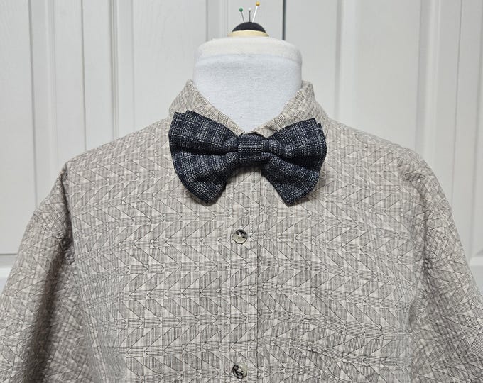 Navy Plaid Bowtie: Handmade with Deadstock Fabric - One of a Kind
