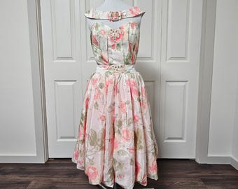 Floral Cocktail Dress - Handmade Vintage Inspired Gown - Size 10