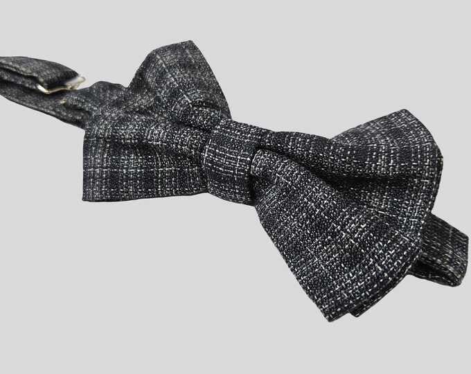 Navy Plaid Bowtie: One of One - Handmade with Deadstock Fabric
