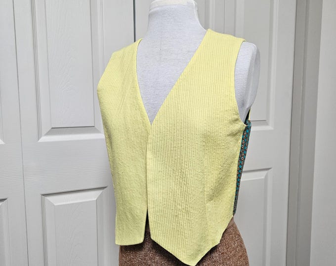 Yellow Corduroy Vest: Handmade from Deadstock Fabric - O/S