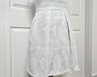 White Pleated Midi Skirt - Handmade One-of-a-Kind - Size 10/12