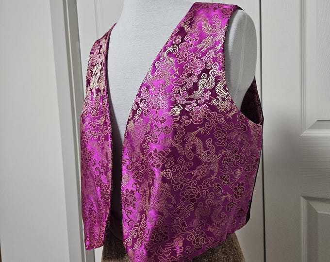 Pink Satin Floral Vest: Handmade from Deadstock Fabric - One of a Kind - O/S