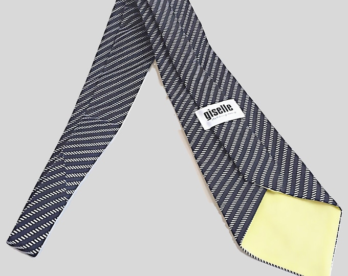 Black Striped Necktie: One of One - Handmade from Deadstock Fabric
