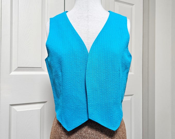 Blue Corduroy Vest: Handmade from Deadstock Fabric - O/S