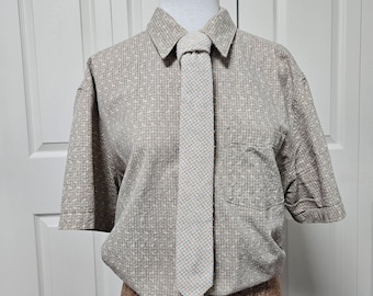 Peach Linen Skinny Tie - Handmade One-of-a-Kind