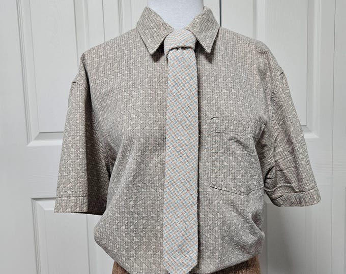 Peach Linen Skinny Tie: Handmade from Deadstock Fabric - One of a Kind