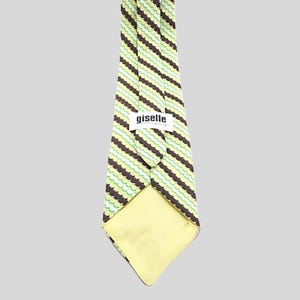 Green Striped Knit Necktie: One of One - Handmade from Deadstock Fabric