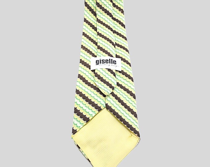 Green Striped Knit Necktie: One of One - Handmade from Deadstock Fabric