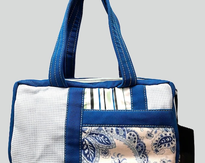 Blue Patchwork Handbag: One of One - Handmade from Deadstock Fabric