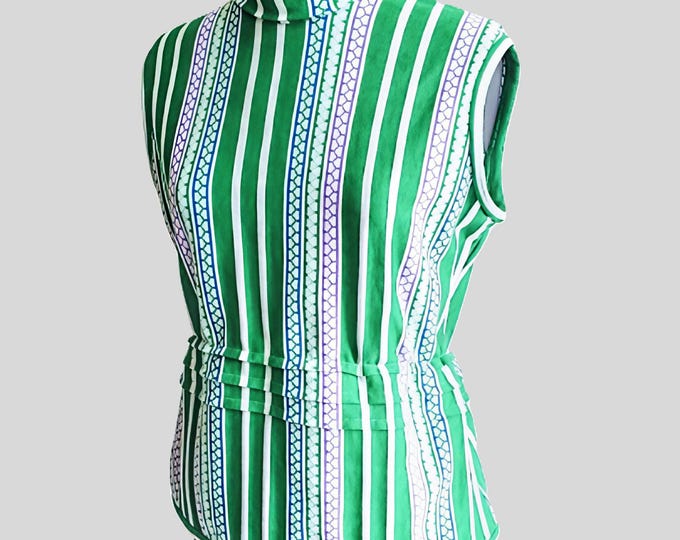 Green Turtleneck Knit Top: One of One - Handmade from Deadstock Fabric - Sz 12