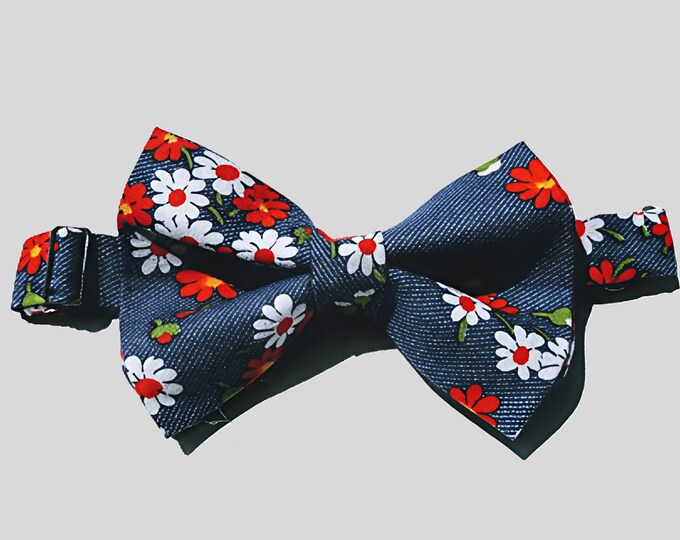 Blue Floral Bowtie: One of One - Handmade with Deadstock Fabric