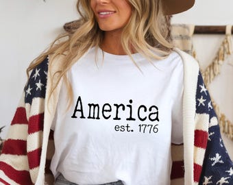 America 1776 Comfort Colors T-Shirt | Patriotic USA Graphic Tee | America 250 July 4th Shirt | Vintage Americana Top | Typography America