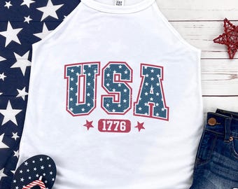 USA 1776 Tank Top | Vintage Patriotic Sleeveless Shirt