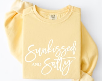 Sunkissed Salty Sweatshirt, Comfort Colors Beach Crewneck, Coastal Summer Vibes