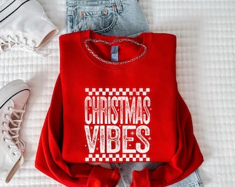 Christmas Vibes Sweatshirt, Retro Christmas Sweatshirt, Holiday Crewneck, Cozy Winter Sweatshirt, Christmas Gift for Women