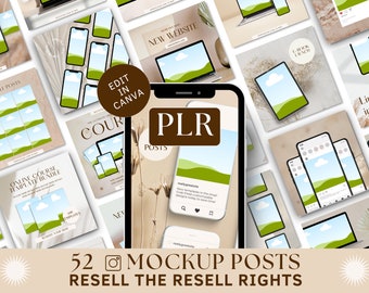 PLR Mockup post templates for Instagram, Instagram mockup, PLR digital products Canva, PLR aesthetic mockup templates Canva, Mockup bundle