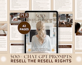 Chat GPT prompts for marketing, AI prompt guide template plr, Chat gpt prompts for digital products, MRR Chatgpt Business Prompts Bundle