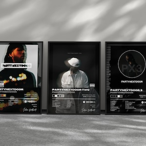Pacote de pôsteres de álbuns de música PartyNextDoor - Conjunto de 3 unidades - Download de pôster de arte de álbum digital - Arte de parede - Pôster de R&B - Design musical