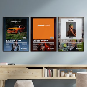 Paquete de 3 pósteres de álbumes de Frank Ocean - Descarga digital de pósteres - Arte mural - Regalo musical - Póster musical - Diseño musical