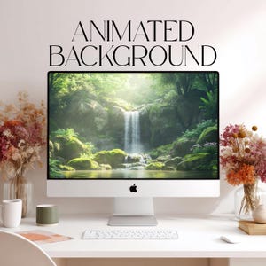 Geanimeerde achtergrond waterval, Ghibli Forest Loop, Yoga Meditatie TV Bg, 4K + FULL HD MP4, Spa Studio Ambience Loop