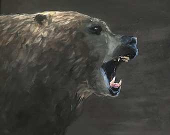 Old Bear, original painting, 40x50cm