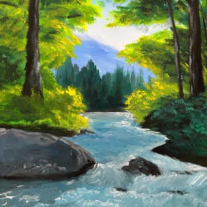 Dipinto di paesaggio forestale