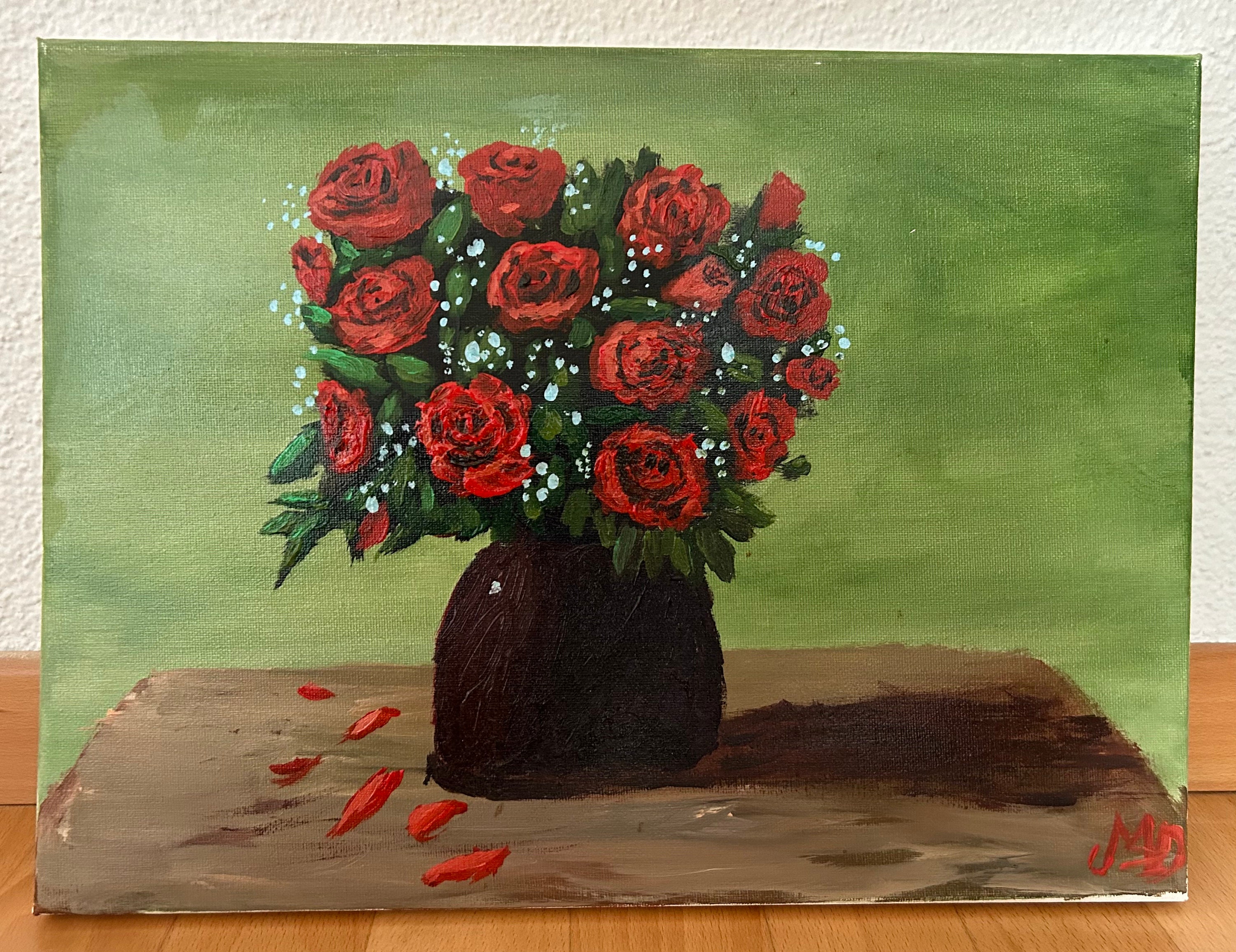 花瓶に生けられたバラの絵画、30 x 40 cm - Etsy 日本