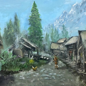 Riverwood (Skyrim) handmade painting