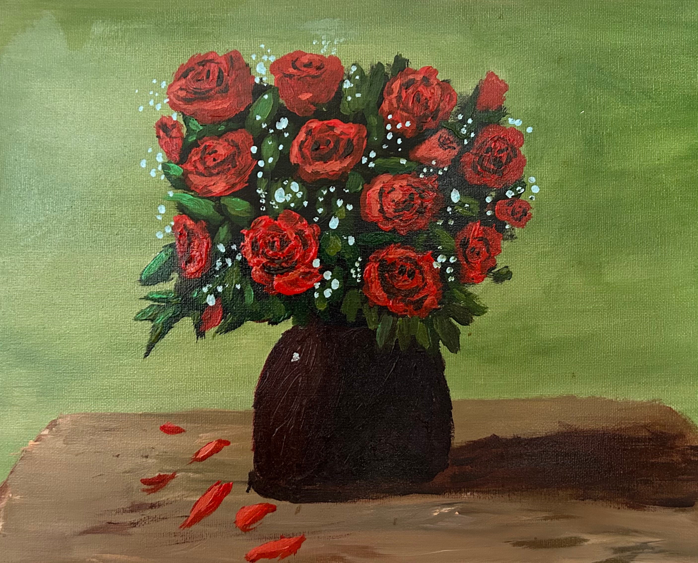 花瓶に生けられたバラの絵画、30 x 40 cm - Etsy 日本