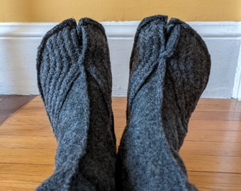 Split Toe House Slippers / Cozy Tabi Socks / Calf-High / Wool / Made-to-order