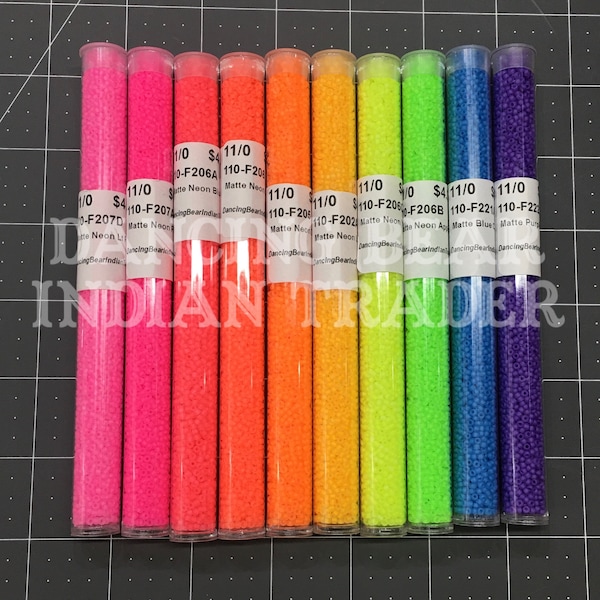 11/0 Matte Neon Bead Set 10 colors - UV Reactive