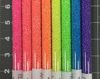 Japanese 8/0 Neon bead set, 8 colors UV Reactive