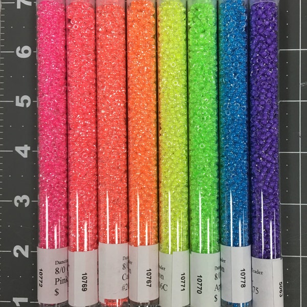 Japanese 8/0 Neon bead set, 8 colors UV Reactive