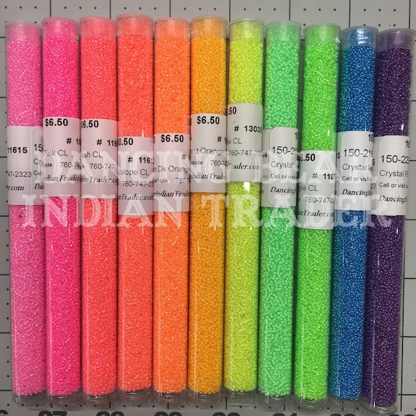 Japanese 15/0 Neon bead set 11 colors UV Reactive