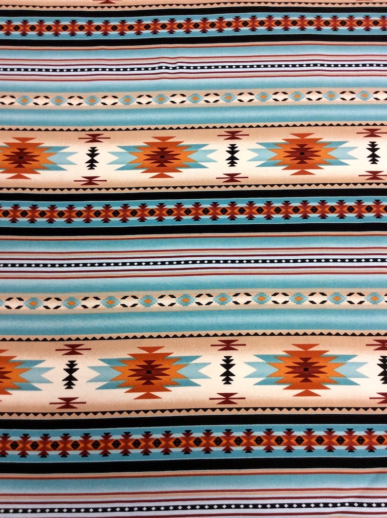 Elizabeth Studios Native Pattern Stripe Dusty Turquoise 1 yd and 3 inches