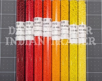 11/0 Vuurkleuren ondoorzichtige Japanse kralenset 8 kleuren volledige buizen rood, oranje en geel verloop